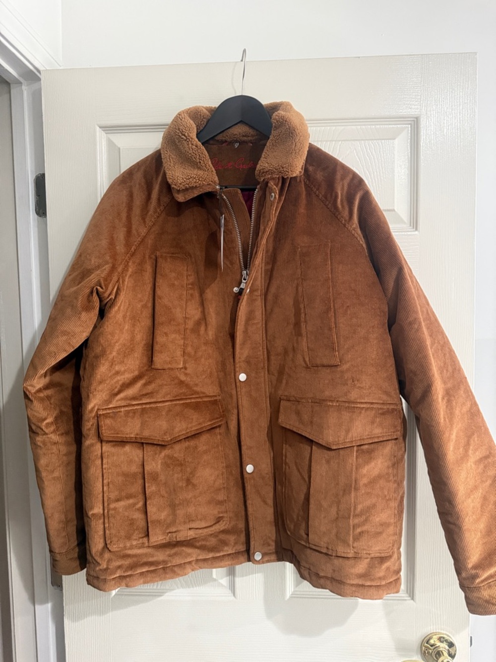 Robert Graham Brown Corduroy Field Jacket with Shearling Collar
